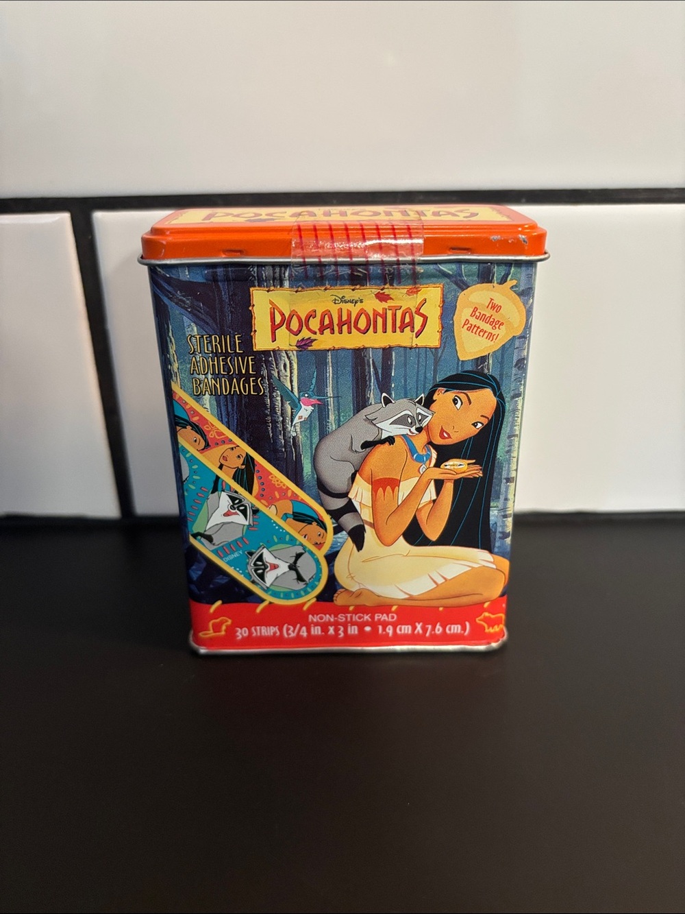 Vintage 1995 Disney Pocahontas Adhesive Bandage Tin - Factory Sealed NWT